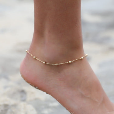 Gold Paper Clip Bead Anklet